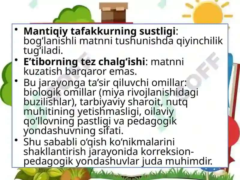 AQLI ZAIF BOLALARDA O'QISH KO'NIKMALARINI KORREKSIYA QILISH 7