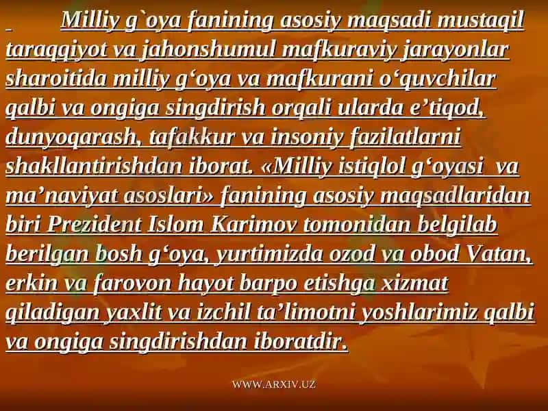Davlat ta’lim standartlari o’quv reja, o’quv dasturining mohiyati va mazmunida tayyorlagan 7