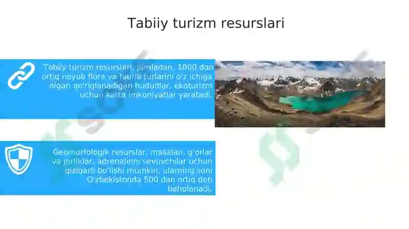 Turizm sohasining resurslar tushunchasi va mohiyati 7