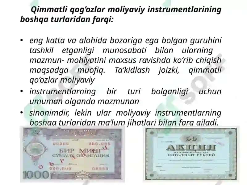 Қимматли қоғозлар бозоривабиржалар фаолиятнинг ҳуқуқий тартибга солиниши 7