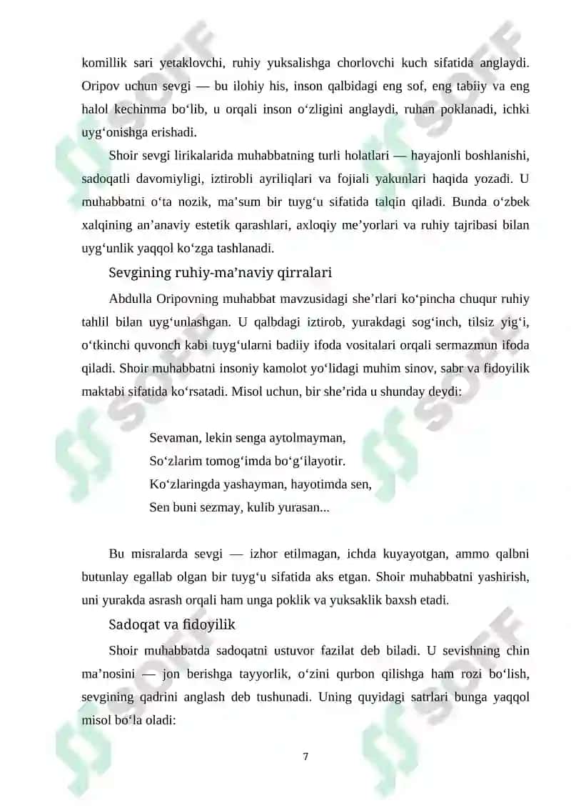 ABDULLA ORIPOV SHE’RIYATIDA SEVGI MUHABBAT MOTIVLARI 7