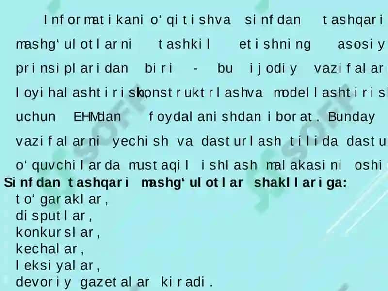 INFORMATIKA VA AT FANIDAN DARSDAN TASHQARI MASHG‘ULOTLARNI TASHKIL ETISH VA О‘TKAZISH METODIKASI 7