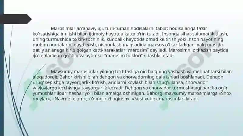 Marosim folklori oilaviy va mavsumiy marosimlar janr xusussiyatlari 7