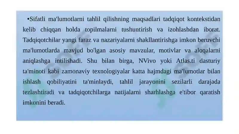 Sifatlima'lumotlarni tahlil qilish ma’ruza(M)№6 7