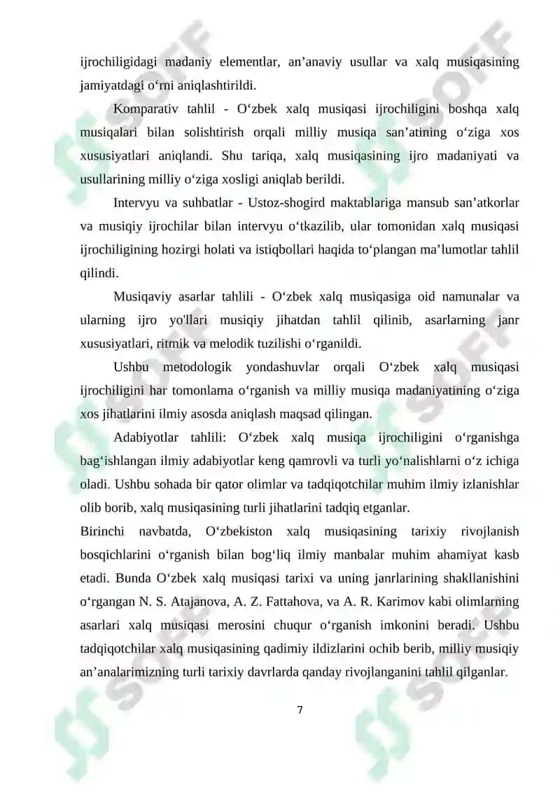 O'zbek xalq musiqa ijodining nazariy asoslari va o'rganish metodikasi 7