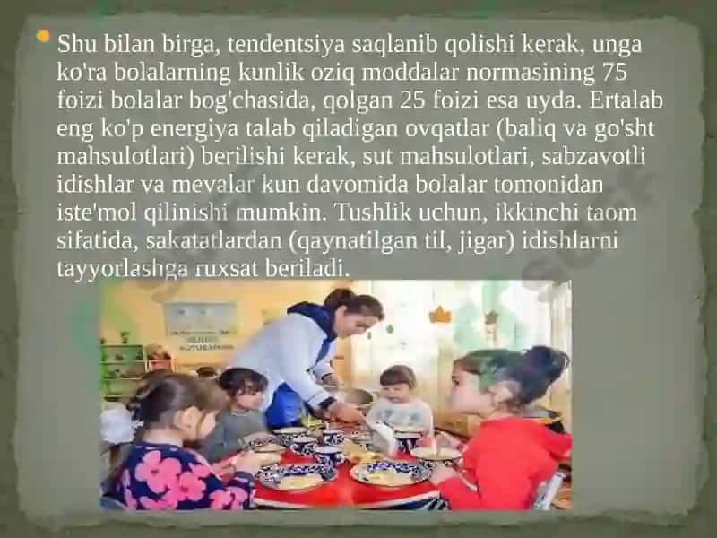 Bollalar ovqati uchu ishltiladigan oziq ovqat mahsulotlariga  umumiy talablar 7
