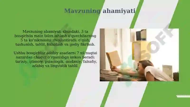 Adabiy matn bilan ishlash bosqichlari 7