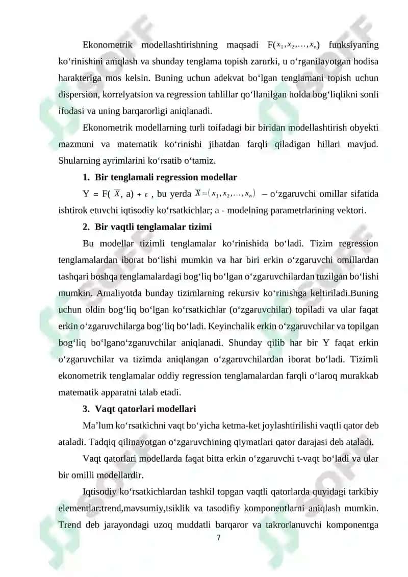 IJTIMOIY-IQTISODIY RIVOJLANISHNI DASTURLASH VA PROGNOZLASHTIRISHNING ZARURLIGI 7