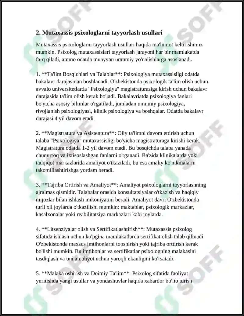 MDH Davlatlarida Mutahassis Psixologlarni Tayyorlash 7