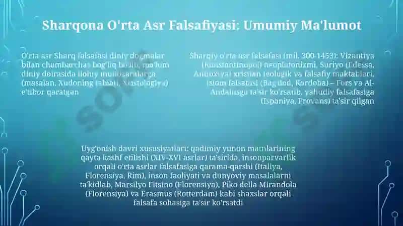 O'rta asr Islom ilm-fani va Uyg'onish davri fanlari 7