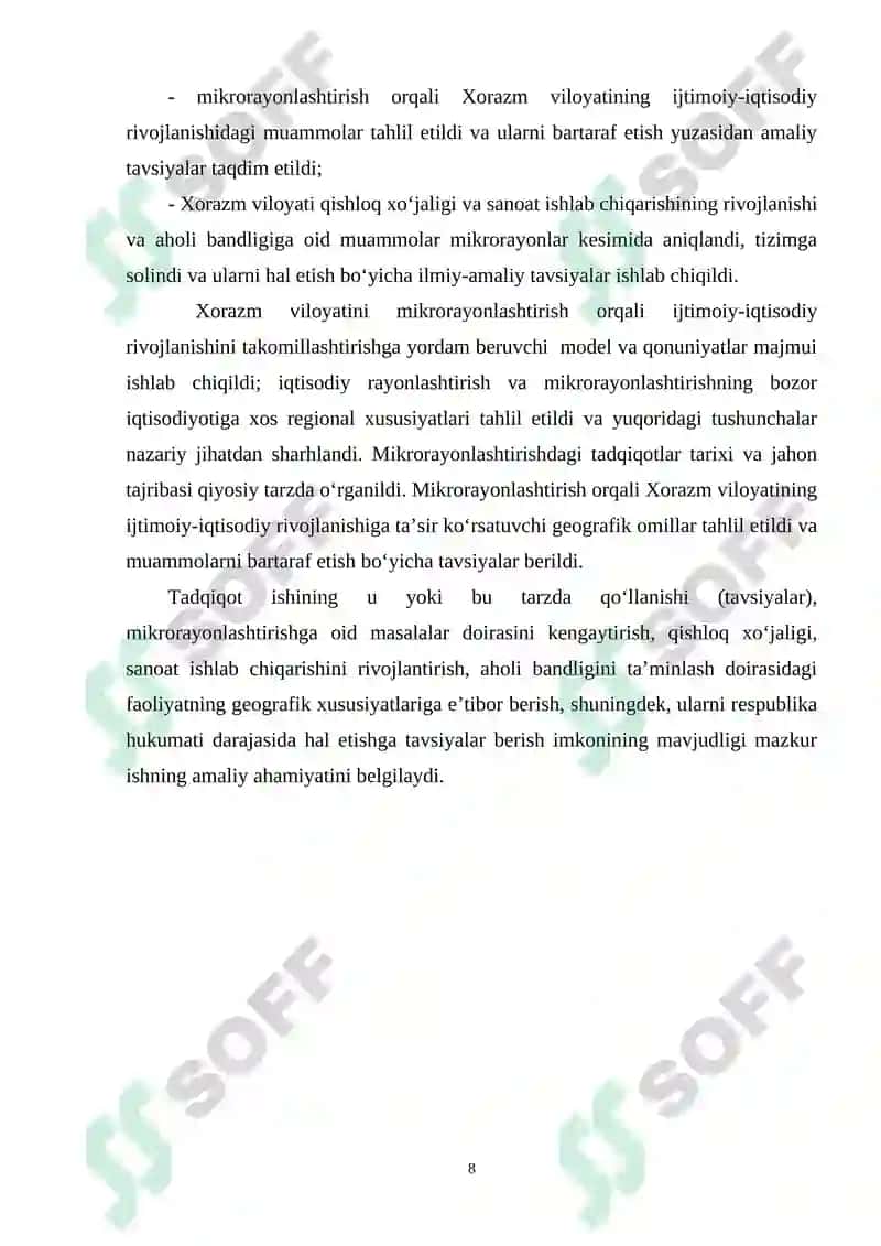 IQTISODIY ISLOHOTLAR CHUQURLASHAYOTGAN SHAROITDA MIKRORAYONLASHTIRISHNI OPTIMALLASHTIRISH (Xorazm viloyati misolida) 7