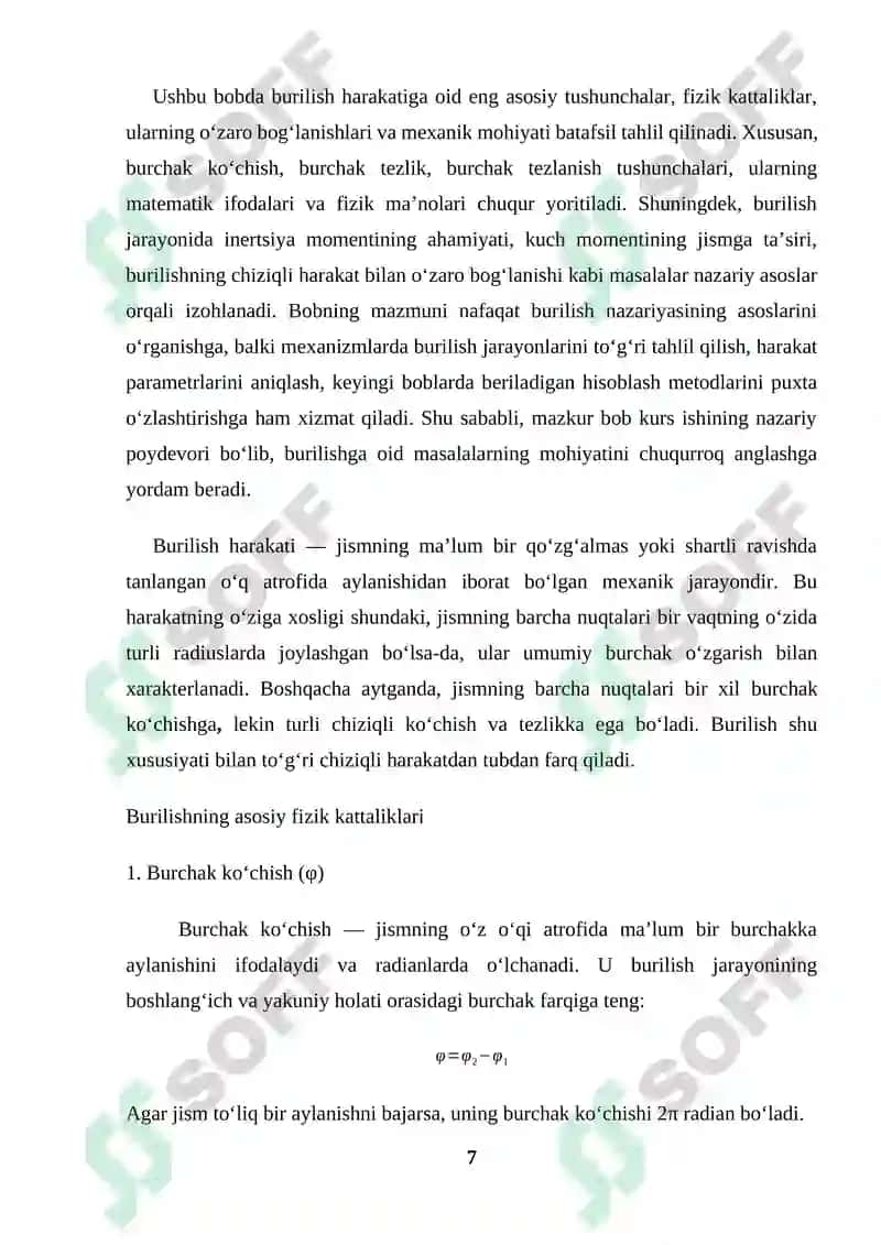 BURILISHGA DOIR MASALALAR kurs ishi 7