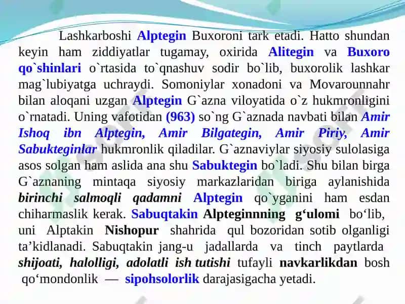 G’aznaviylar va Saljuqiylarning davlat boshqaruvi tizimi 8