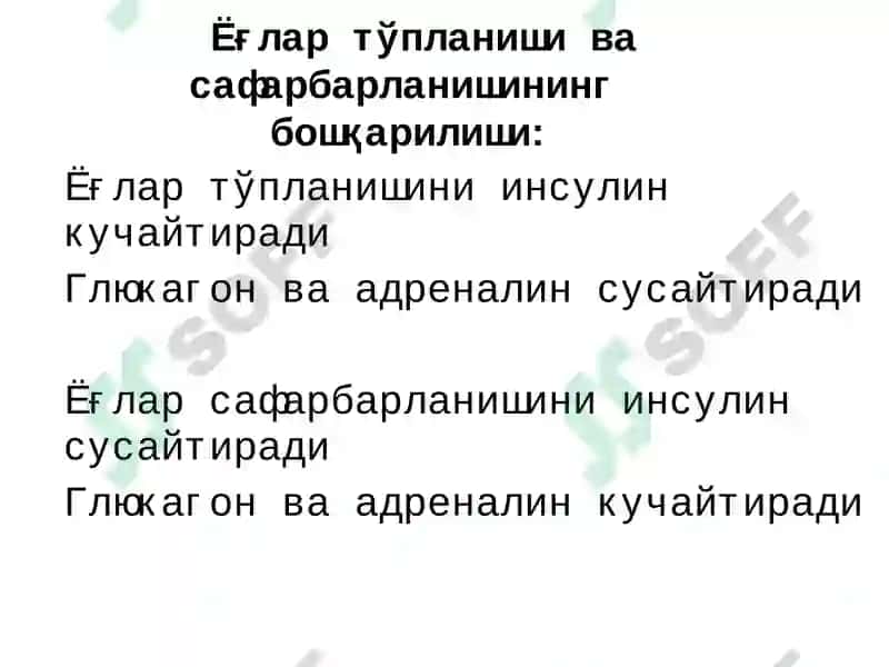 Ёғларнинг оралиқ алмашинуви, унинг бошқарилиши ва бузилиши 8