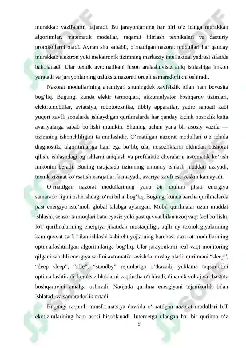 ENERGIYA TA’MINOTI TIZIMLARIDA O‘RNATILGAN NAZORAT MODULLARI 8