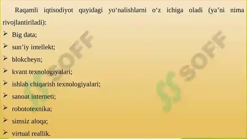 Raqamli iqtisodiyotning asosiy xususiyatlari 8