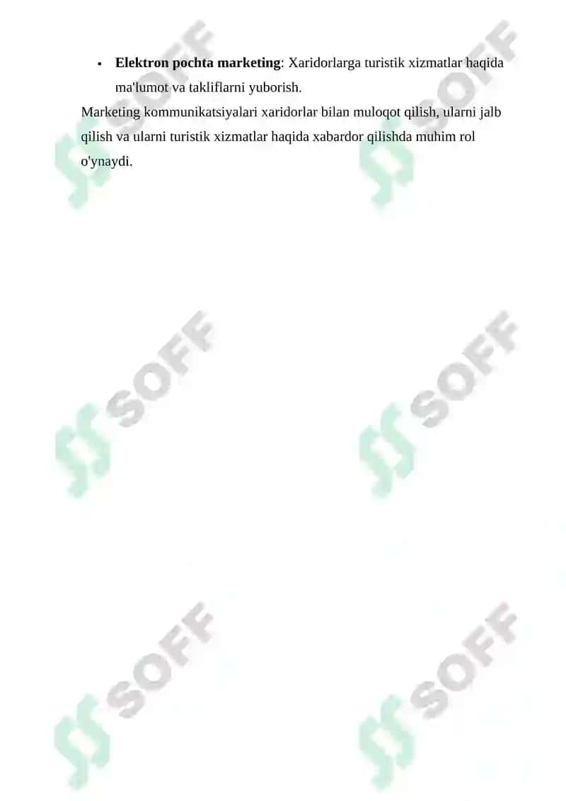 Turizm sohasida marketing mixdan foydalanish 8