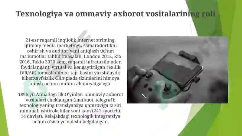 Olimpiya o'yinlarining xususiyatlari (1896- hozirga qadar) 8