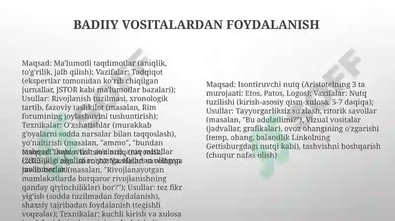 Nutq o'stirish metodikasi fanining maqsadi, vazifalari, metodlari va usullari bo'yicha sxema tuzish 8