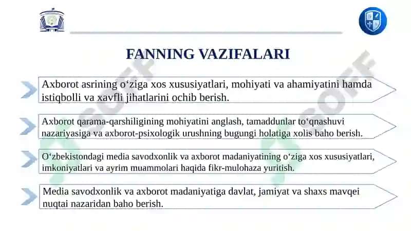 Media savodxonlik va axborot madaniyati evolyutsiyasi hamda jamiyatdagi ahamiyati. Axborotning jamiyatda tutgan o‘rni va ahamiyati. 8