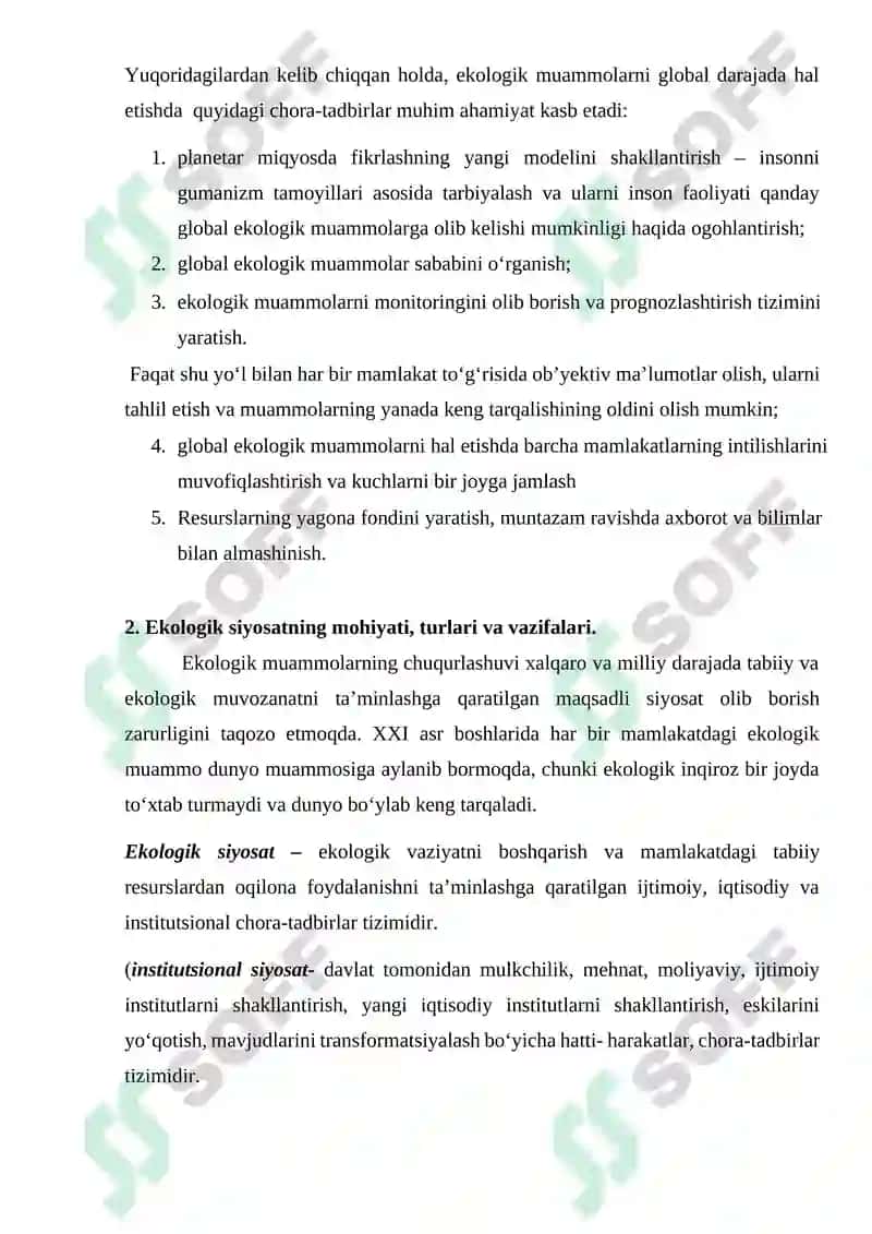 EKOLOGIK SIYOSAT VA UNI AMALGA OSHIRISHNING IQTISODIY MEXANIZMI. 8