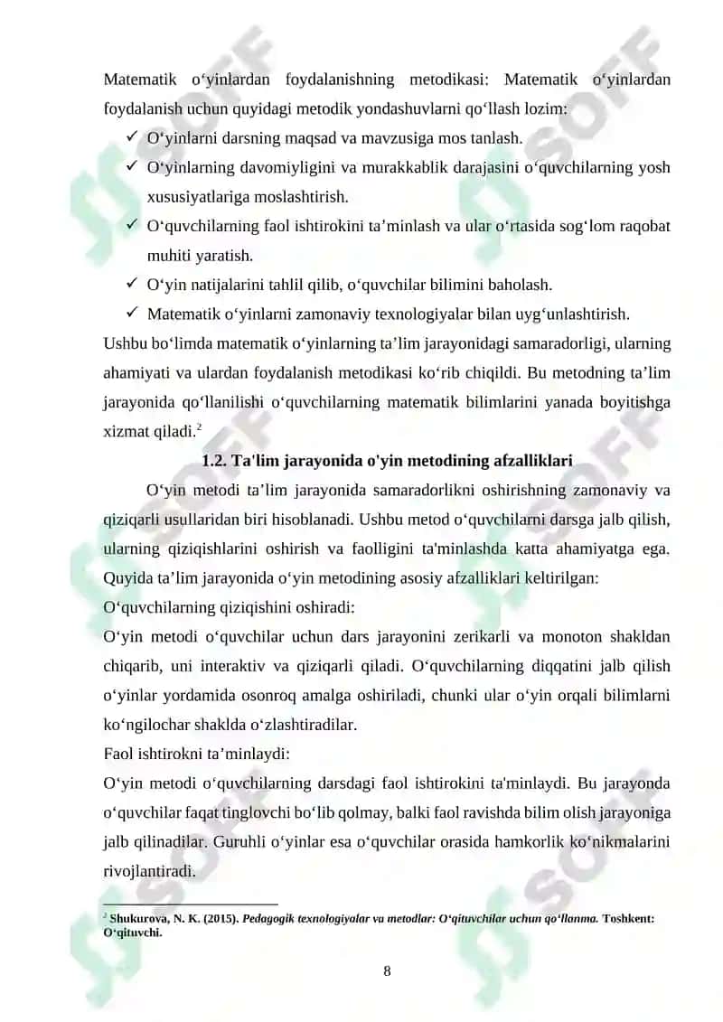 Matematik oʻyin -taʼlim metodi sifatida 8