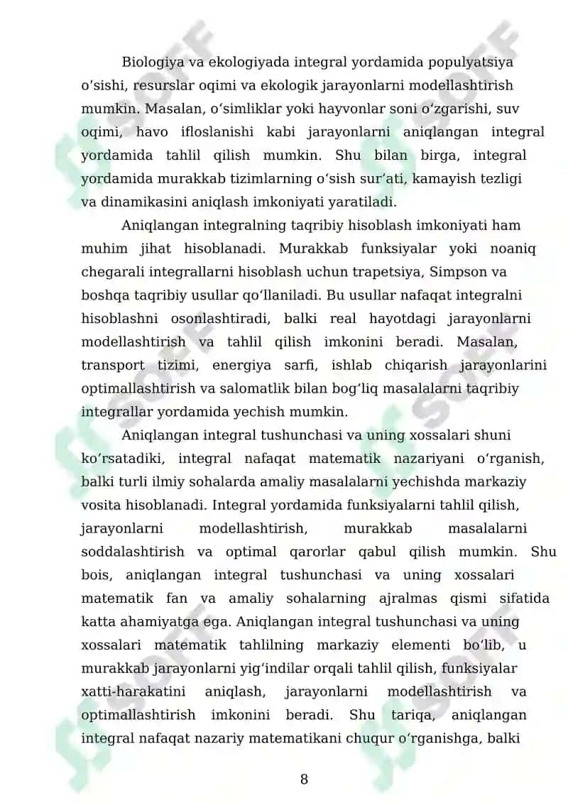 Aniqlangan integrallarni taqribiy hisoblash 8