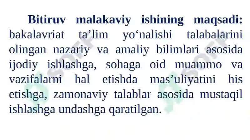 Bitiruv malakaviyishi ni tayyorlash tartibi va qoidalari 8