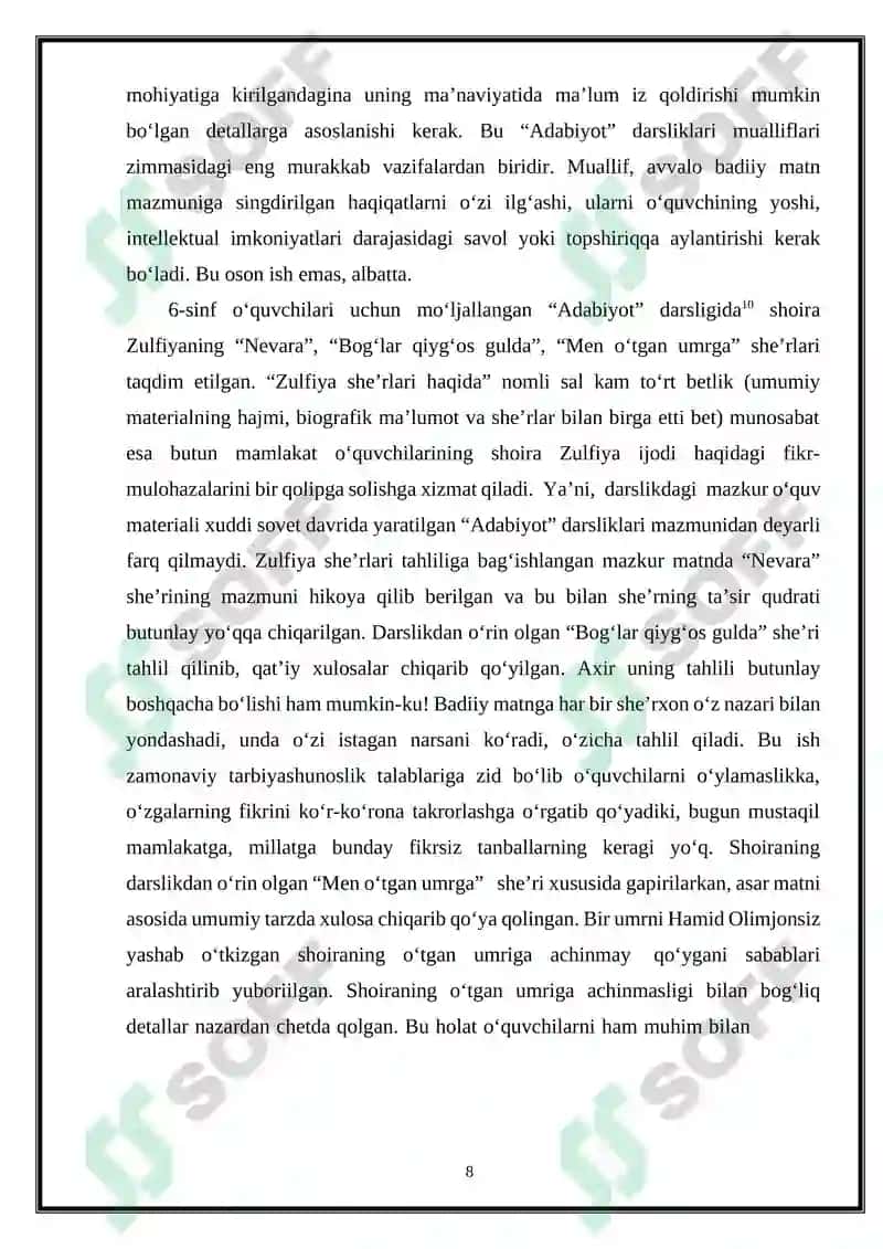 Adabiy talimda Zulfiya hayoti va ijodini zamonaviy texnologiyalar 8