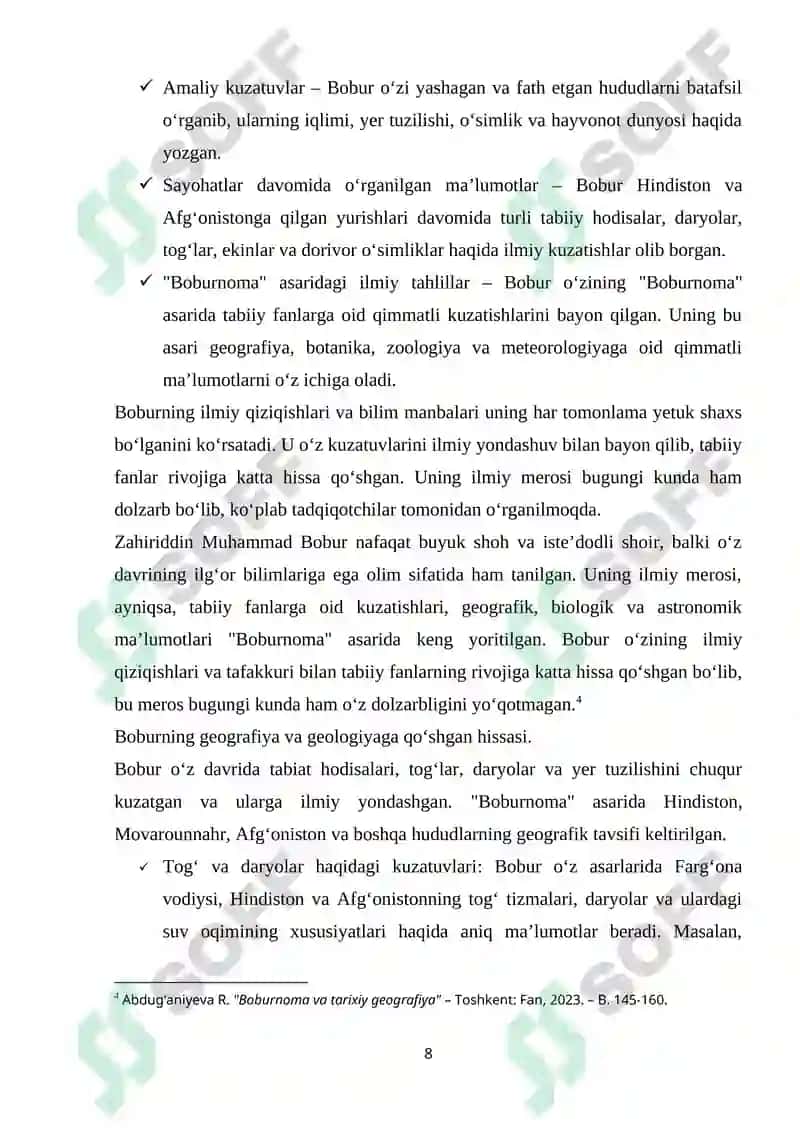 ZAHIRIDDIN MUHAMMAD BOBUR TABIIY FANLAR QO‘WGAN HISSASI 8