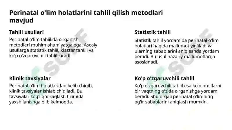 Bolalar va perinatal bolalar oʻlim koʻrsatkichlari va ularni aholi salomatligiga baho berishdagi ahamiyati. 8