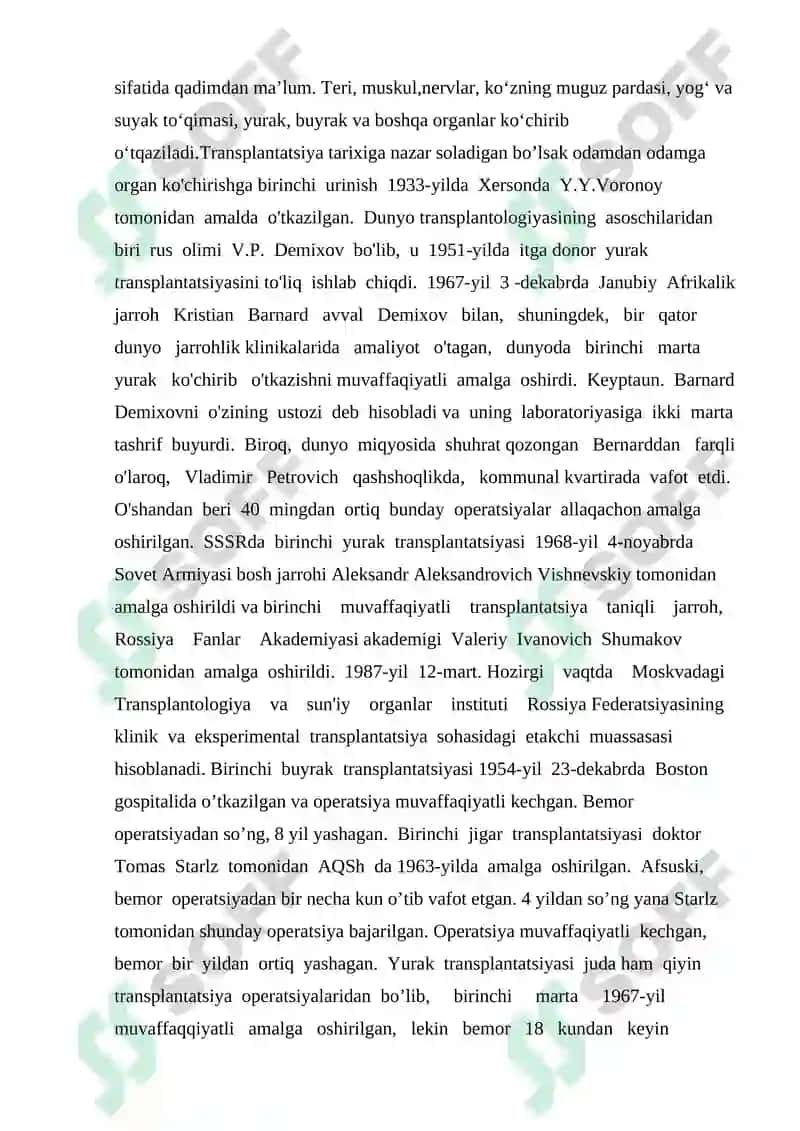 Insonning transplantatsiya qilinadigan a’zolarini va to’qimalarini O’zbekiston Respublikasidan tashqariga olib chiqish 8