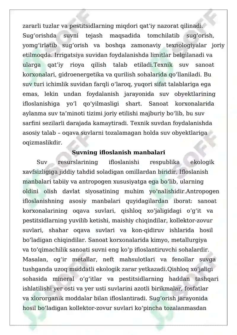 Yer va suvlarni muhofaza qilish talablari 8