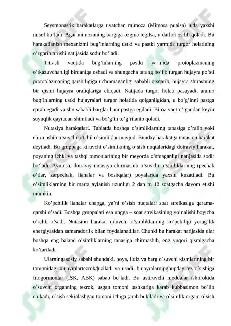 OʻSIMLIKLARNING KOʻPAYISH FIZIOLOGIYASI VA OʻSIMLIKLARDAGI TINIM HOLATI 8