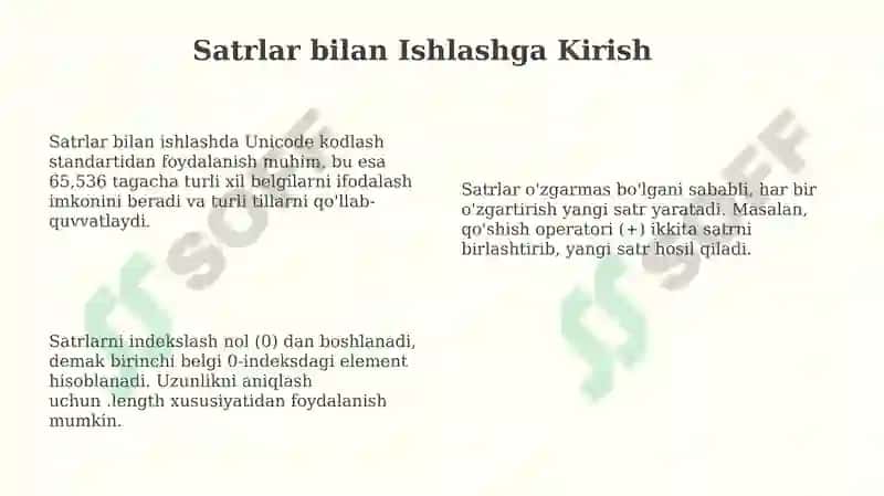 Ma'lumotturlarini o'zgartirish.Satrlarbilanishlash. Stringsinfi 8