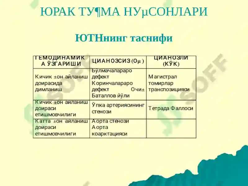 Юракда шовкин синдроми: тугма ва орттирилган юрак нуксонлари 8