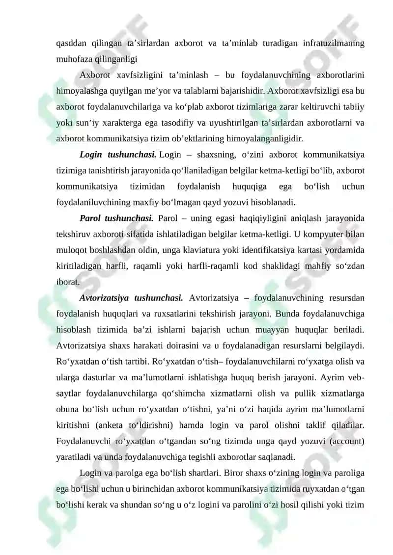 Axborotni ruxsatsiz foydalanishlardan himoyalash 8