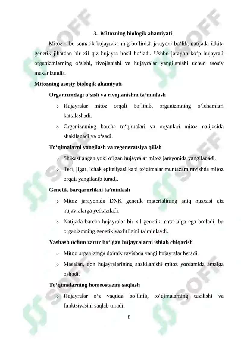 Hujayra sikli va uning davriyligi 8