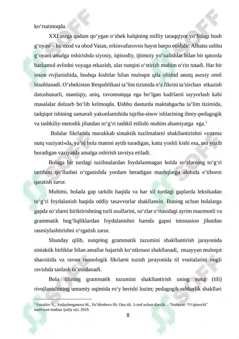 SAVOD O'RGATISH DAVRIDA BO'G'IN USTIDA  ISHLASH 8