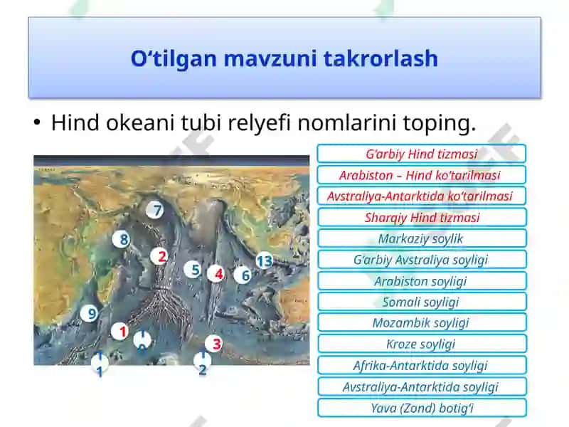 O‘tilgan mavzuni takrorlash 8