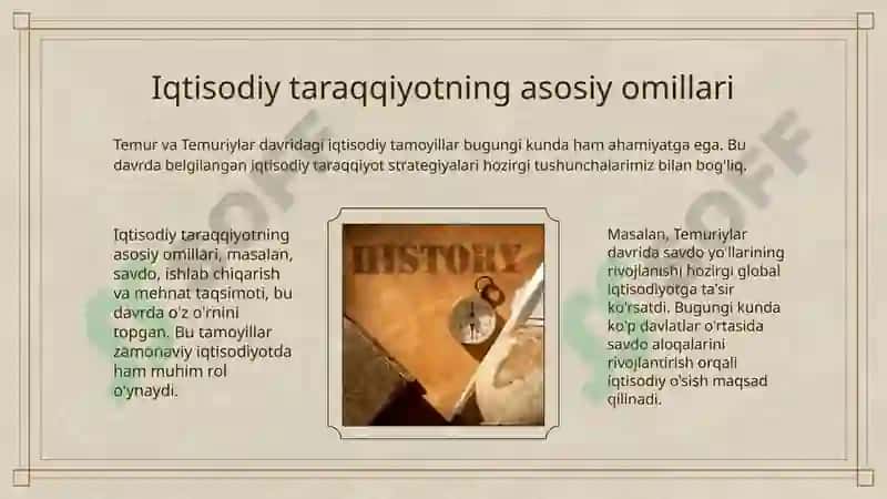 Temur va Temuriylar davridagi iqtisodiy ta’limotlarning bugungi kundagi ahamiyati. 8