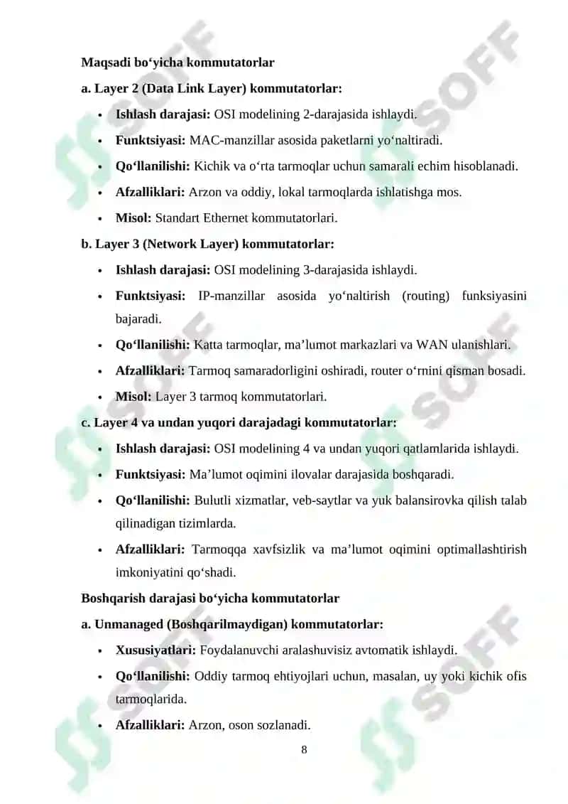 Kanal pog‘onasining protokollari (Frame Relay, ATM, Ethernet) 8