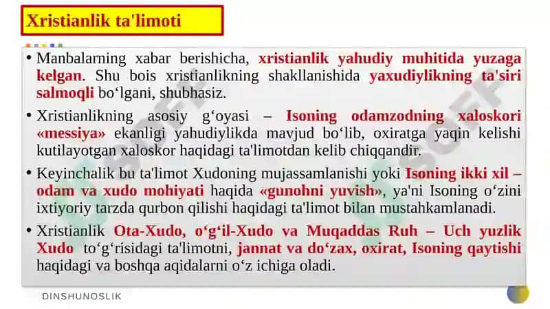 Xristianlikning Paydo Bo‘lishi, Ta’limot va Manbalari 8
