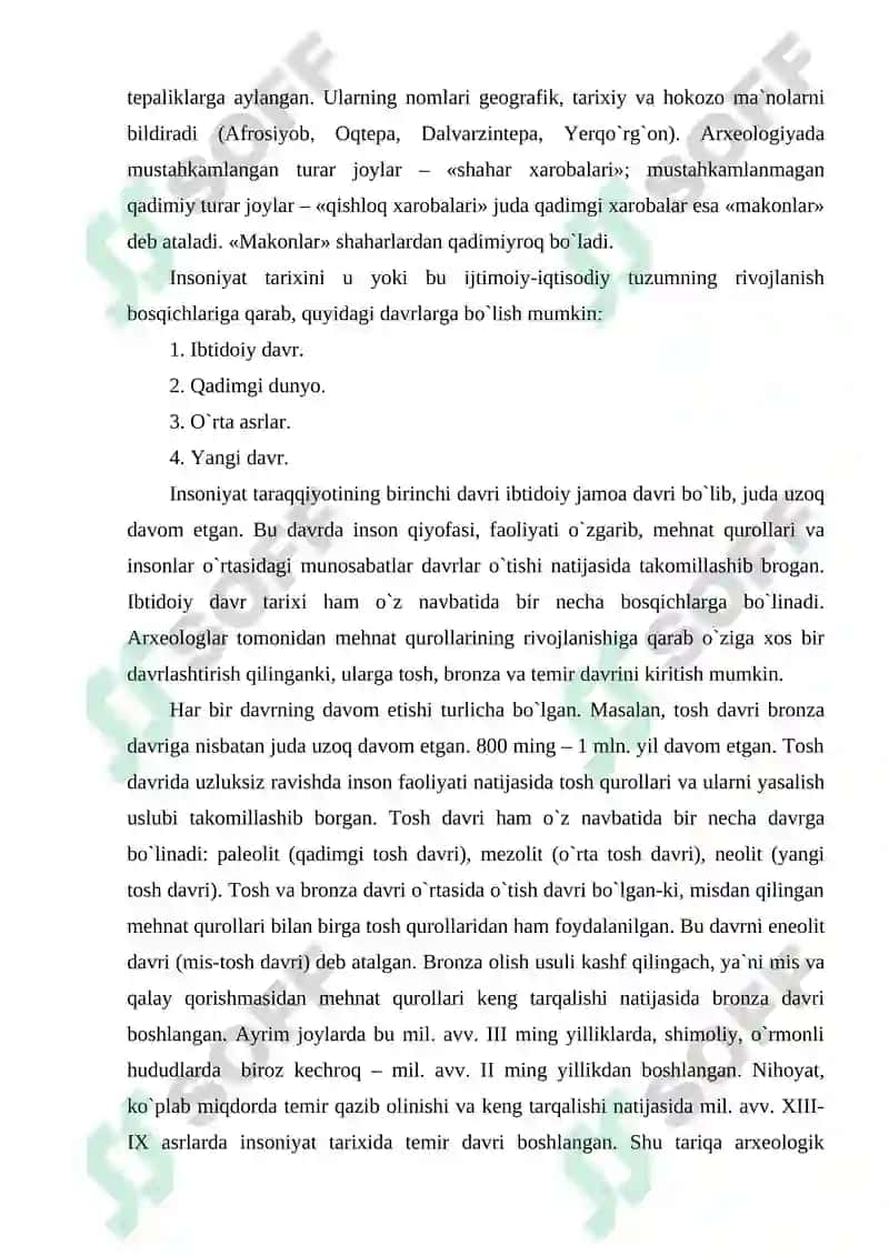 Arxeologiyaga kirish fanning predmeti, maqsadi va vazifasi 8