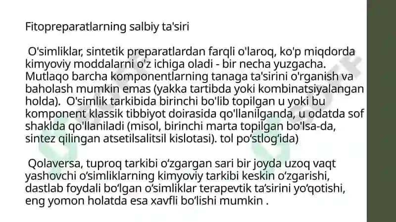 FITOPREPARATLAR VA ULARNING QO’LLANISHI 8