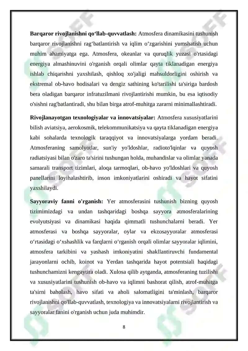 ATMOSFERANING TUZILISHI VA UNING ASOSIY XUSUSIYATLARI 8