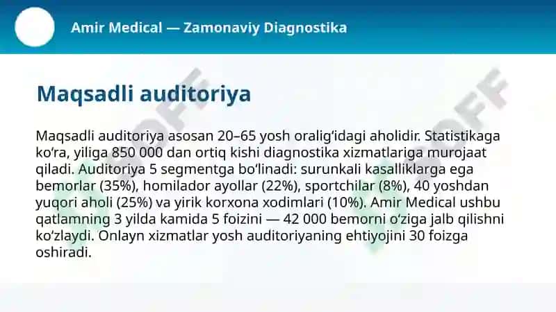 zamonaviy diagnostika klinikasi uchun marketing loyihasi 8