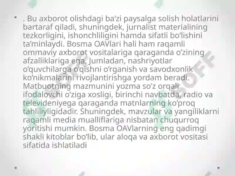 Elektron va bosma ommaviy axborot vositalari o’rtasida raqobat 8