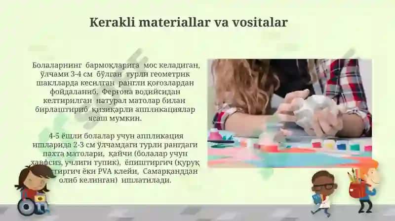 Maktabgacha yoshdagi bolalarni applikatsiya ishlariga o'rgatish 8