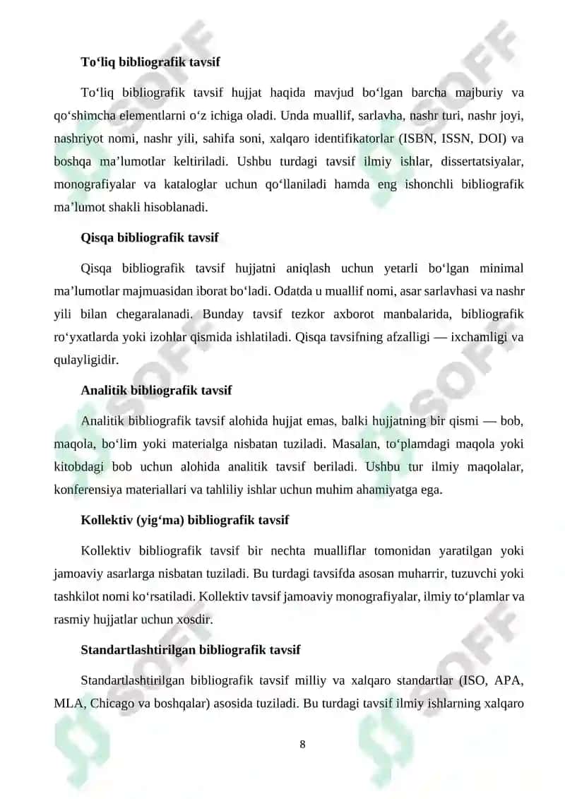 Bibliografik Tavsifning Xalqaro Standartlari 8